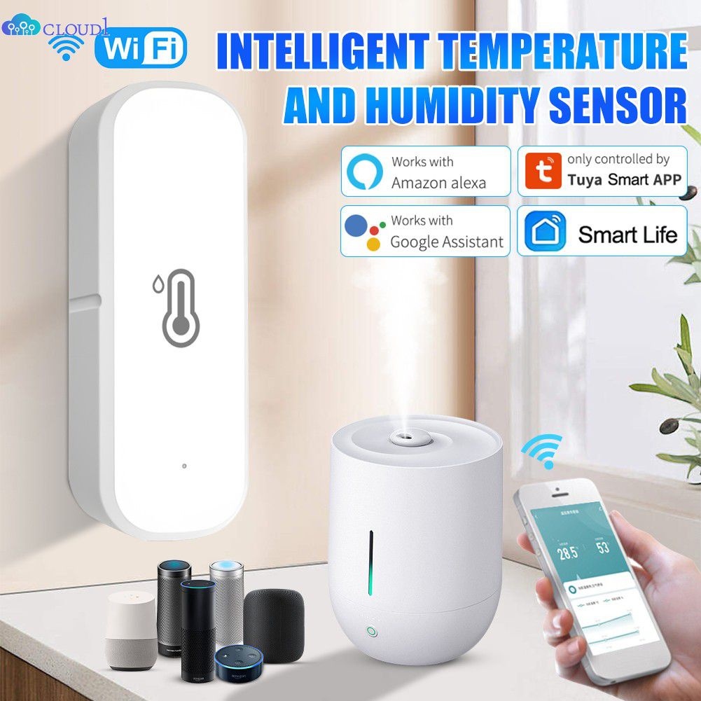 Tuya Wifi Zigbee Temperature Humidity Thermometer With Voice Alert For Alexa Google Home cloud1 【SEP】