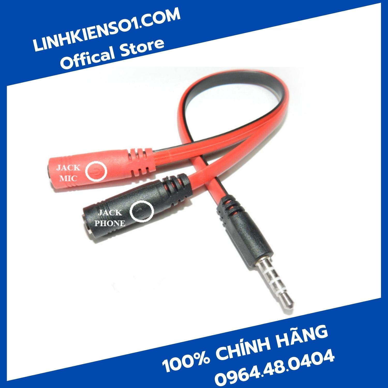 Jack chia (gộp) cổng 3.5mm ra Mic và Audio cho điện thoại và máy tính (trắng)