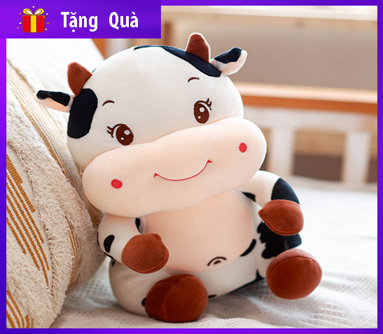 Gấu bông bò sữa ngồi kèm mền , thú nhồi bông bò sữa | siêu mềm mịn | gấu ôm giành cho quà tặng