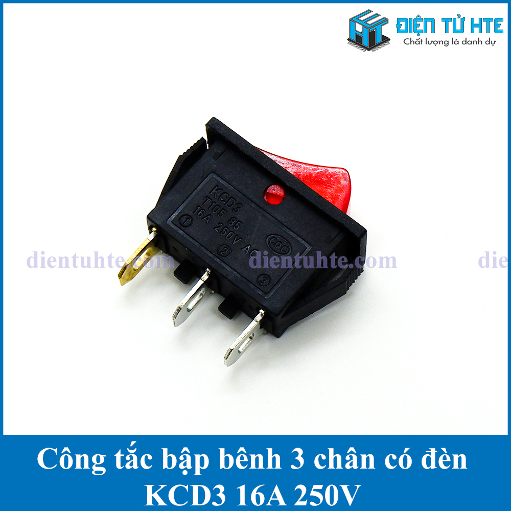 Công tắc bập bênh kcd3 16a có đèn - bộ 4 cái