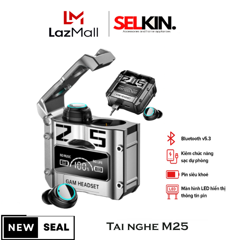 Tai Nghe Bluetooth M25 Phiên Bản Gaming Tws 5.3