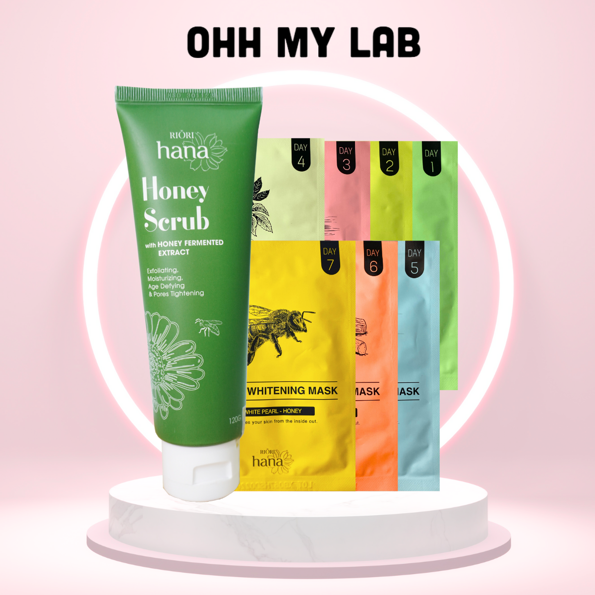 Combo tẩy tế bào chết da mặt honey scrub + 1 miếng mặt nạ 7 ngày