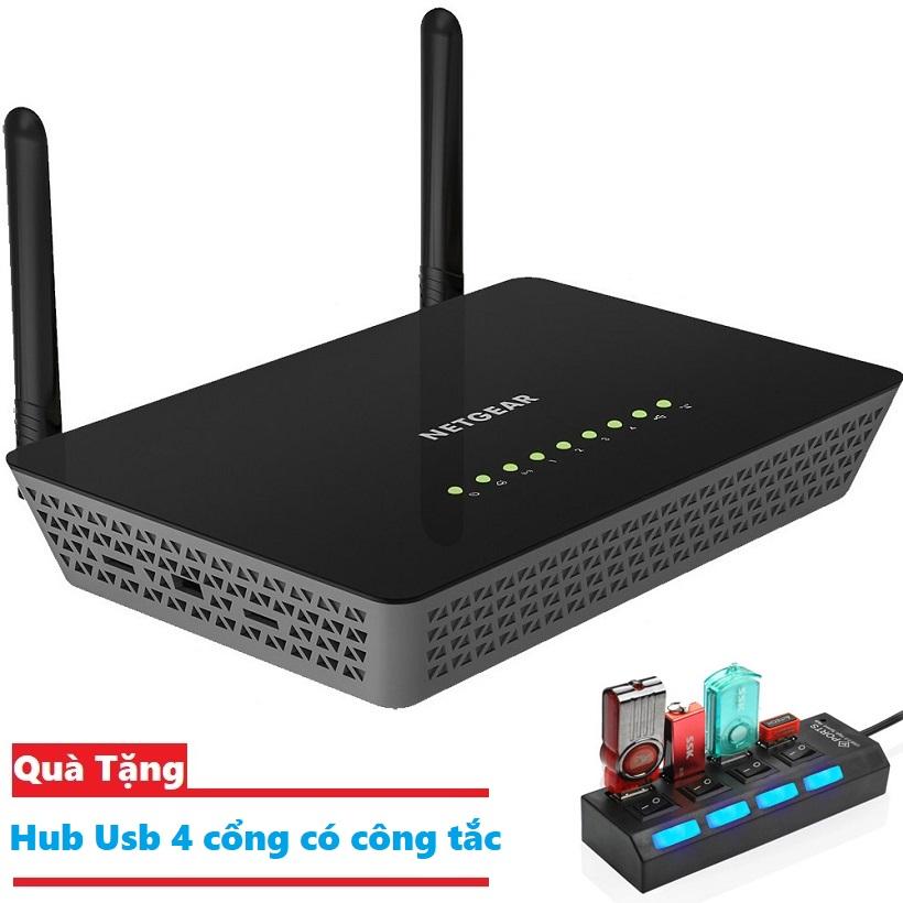 Netgear r6220 ac1200 smart wifi router 802.11ac 2.4g&5g dual band gigabit 300mbps+867mbps 128m ram 128m rom usb 2.0 tặng kèm hub usb 4 cổng có công tắc mới