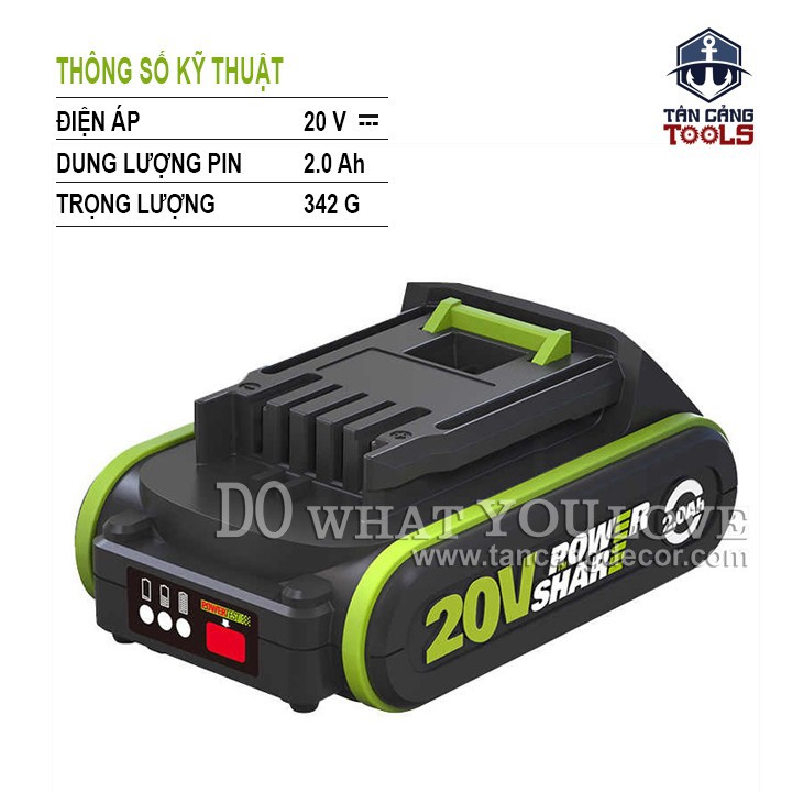 Pin li-ion 20v 2.0ah worx wa3593