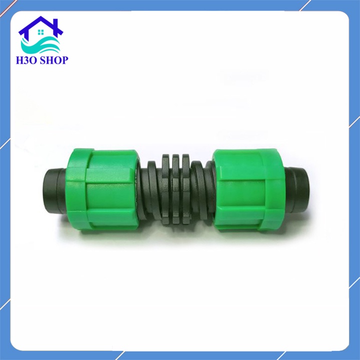 Nối thẳng ống tưới nhỏ giọt dẹp 16mm kiểu ren vặn, phụ kiện dây tưới nhỏ giọt