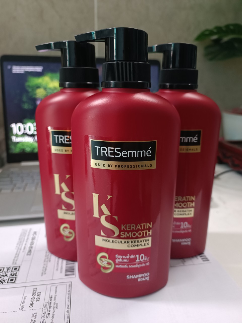 Dầu gội tresemme keratin smooth màu đỏ - hàng chính hãng thái lan 450ml 5 trong 1 suôn mượt phục hồi tóc hư tổn