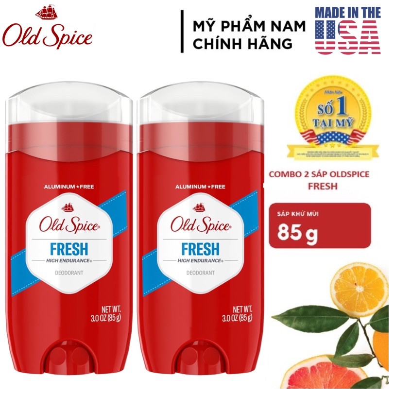 Combo 2 lăn sáp khử mùi nam Old Spice Fresh 85g Đỏ High Endurance - Mỹ