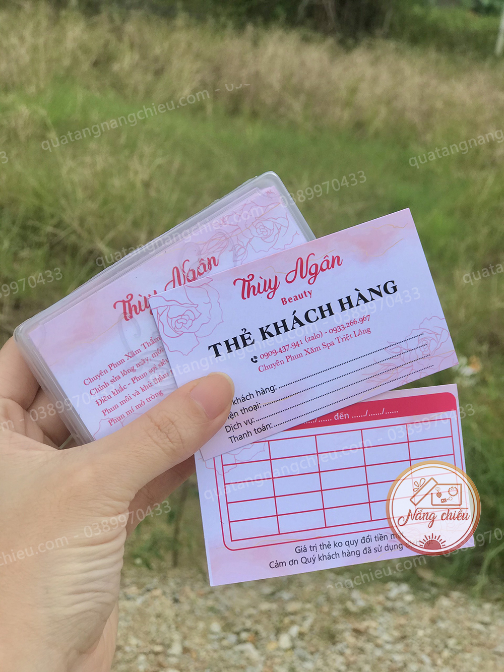 Thẻ khách hàng cho tiệm phun xăm thẩm mỹ, thẻ thành viên , hội viên tiệm spa, thẩm mỹ viện, giấy dày dặn và đẹp
