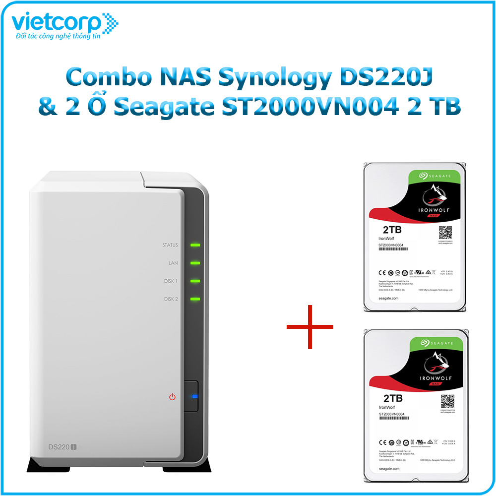 Khuyến Mãi Combo Thiết bị lưu trữ NAS Synology DS220J và 2 Ổ cứng Seagate