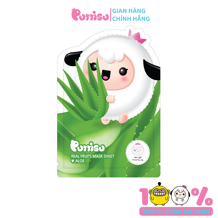 Hộp 5 miếng mặt nạ trái cây Puttisu Fruits Mask - Hương lô hội 20ml