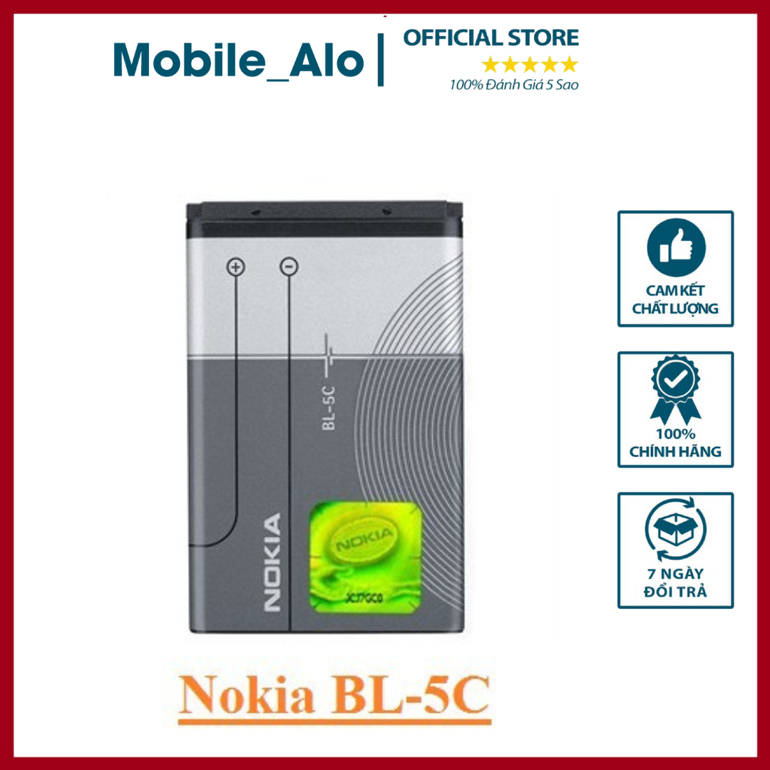 Pin nokia bl 5c zin lk, 2ic chống phù,chống nổ, dung lượng 1020mah ,cho nokia 1280,1200,1110i,7610