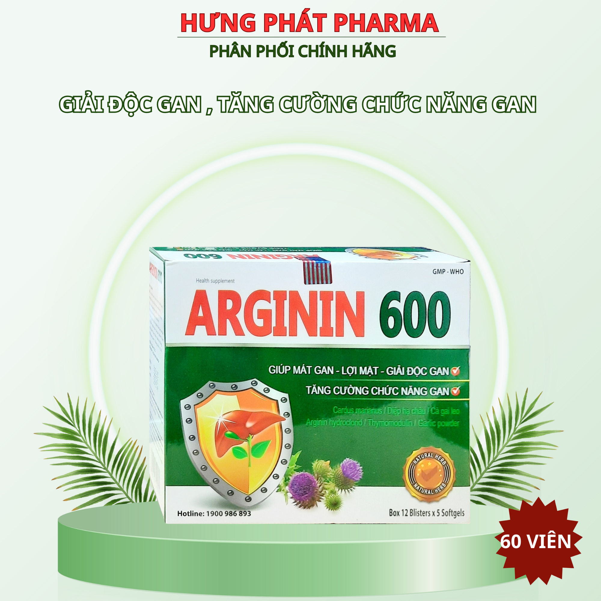 Viên uống Arginin 600 giúp tăng cường chức năng gan, thanh nhiệt, giải độc