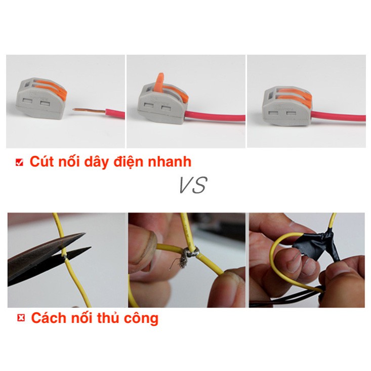 Cút nối dây điện tiện lợi, cầu đấu dây điện tiện lợi, đầu khớp nối dây điện không cần tuốt dây