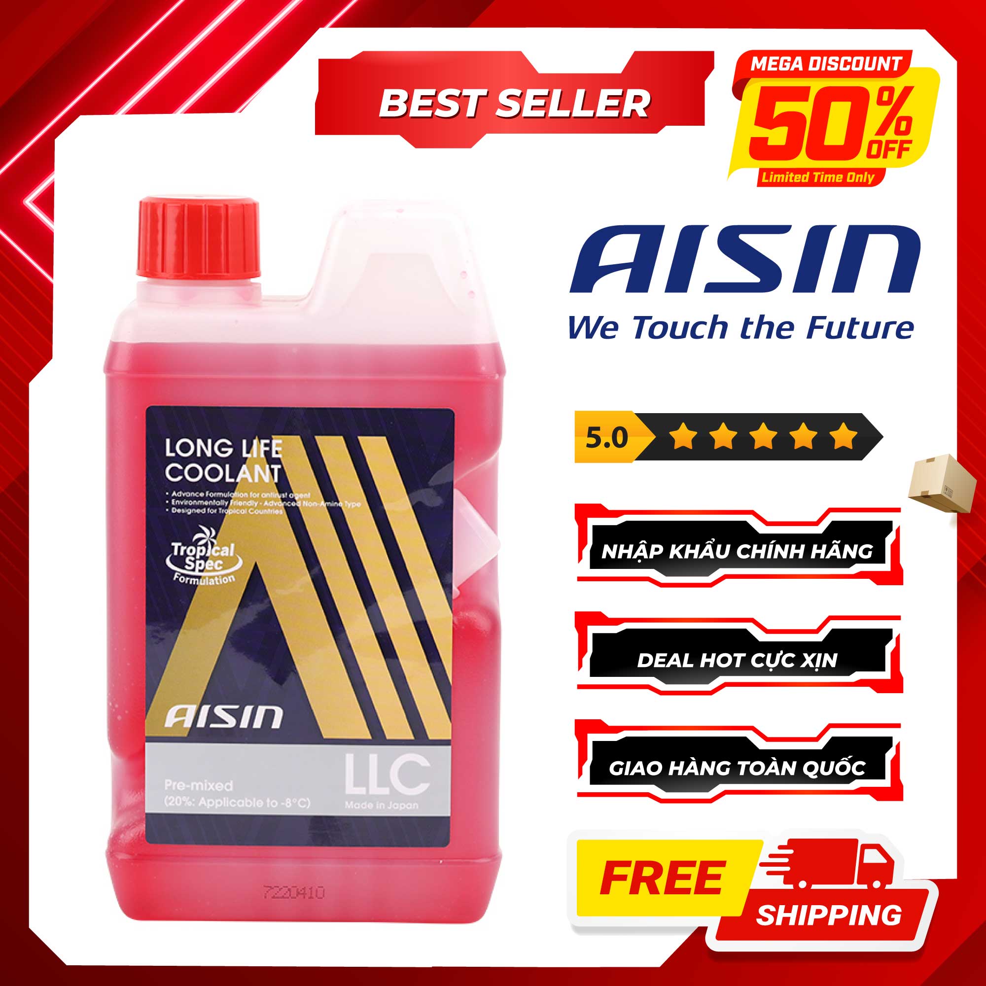 Nước Làm Mát Động Cơ Màu Đỏ AISIN LCPM20A1LR 1L - Nhập Khẩu Chính Hãng