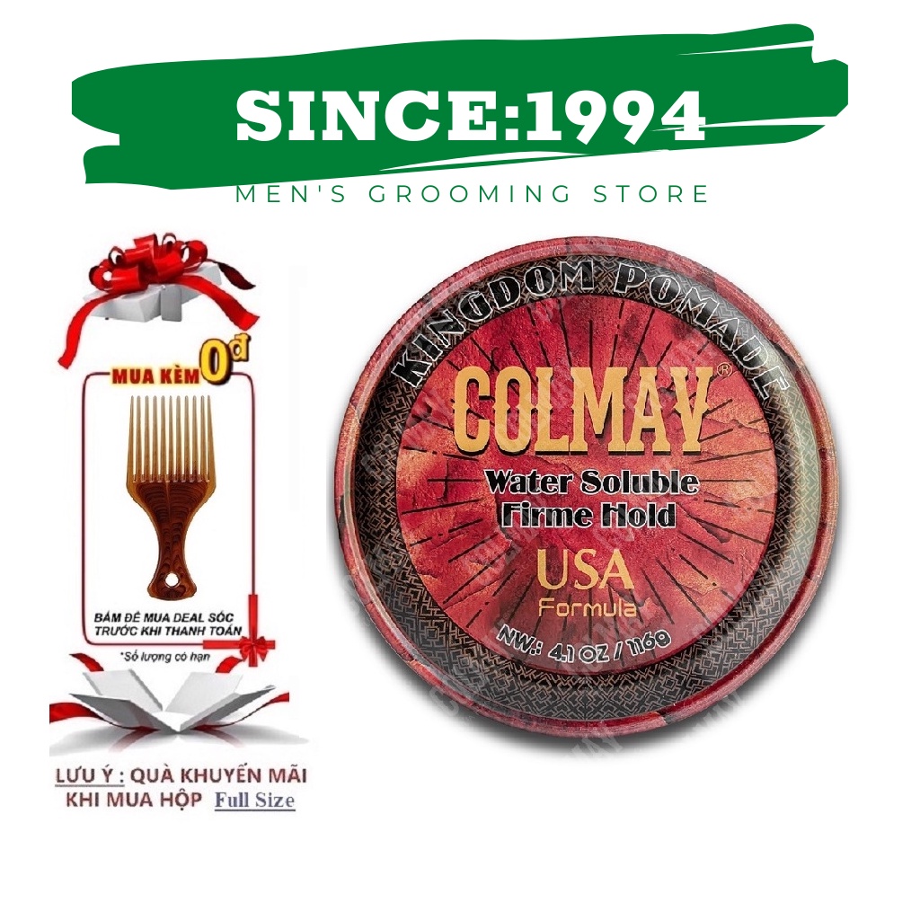   CHÍNH HÃNG 100%  Sáp Vuốt Tóc Colmav Pomade Gốc Nước Lọ 56g 