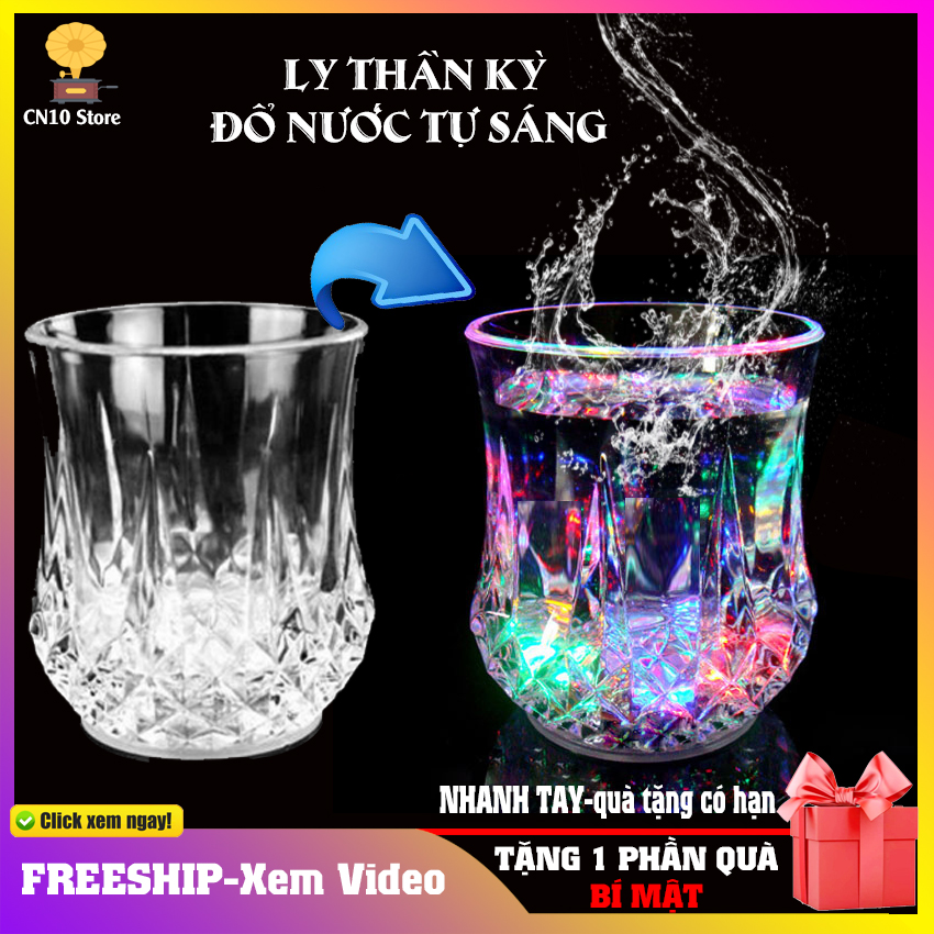 ✅FREESHIP-Xem Video-Ly Đổ Nước Tự Sáng Thần Kỳ- LOẠI MICA TỐT-(CÔNG NGHỆ 10-10)-Món quà tặng phong thủy, ý nghĩa, đẹp mắt-Phù hợp trưng bày, uống nước, quán bar