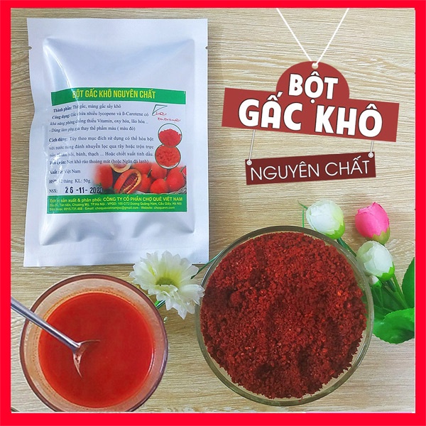 Bột gấc khô 10g/20gr/50g nguyên chất 100% từ quả gấc/màng gấc dùng nấu xôi gấc đỏ, làm bánh kẹo, thạch rau câu, mứt dừa, bánh trôi, đồ uống