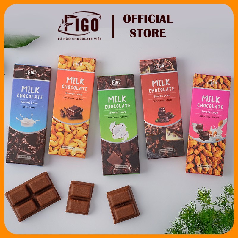 Bar 20g Combo Mix các vị Kẹo Socola sữa và Kẹo socola đen FIGO ( ĐỒ ĂN VẶT NỘI ĐỊA VIỆT NAM NGON )