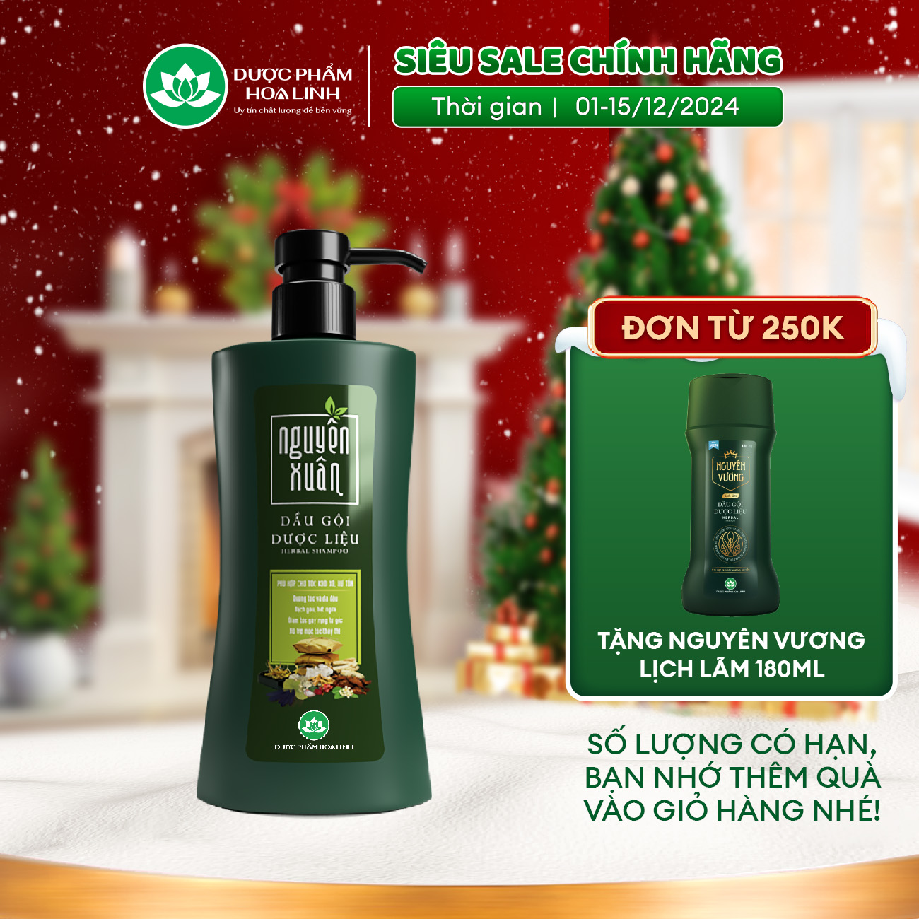 Dầu Gội Dược Liệu Nguyên Xuân Xanh Dưỡng Tóc 350ml - Tặng thêm 10% thể tích giá không đổi