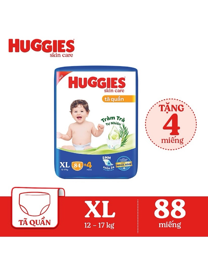 Tã quần huggies skincare xl84+4