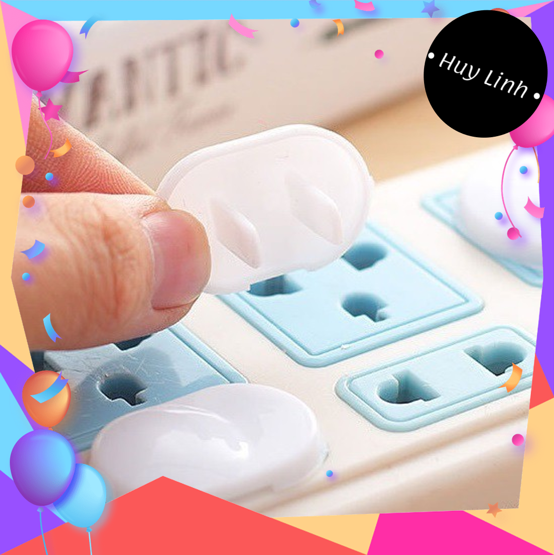 Bộ 15 nút bịt ổ điện 2 chân, miếng bịt ổ điện, miệng đậy ổ điện chống giật bằng nhựa cứng màu trắng Huy Linh