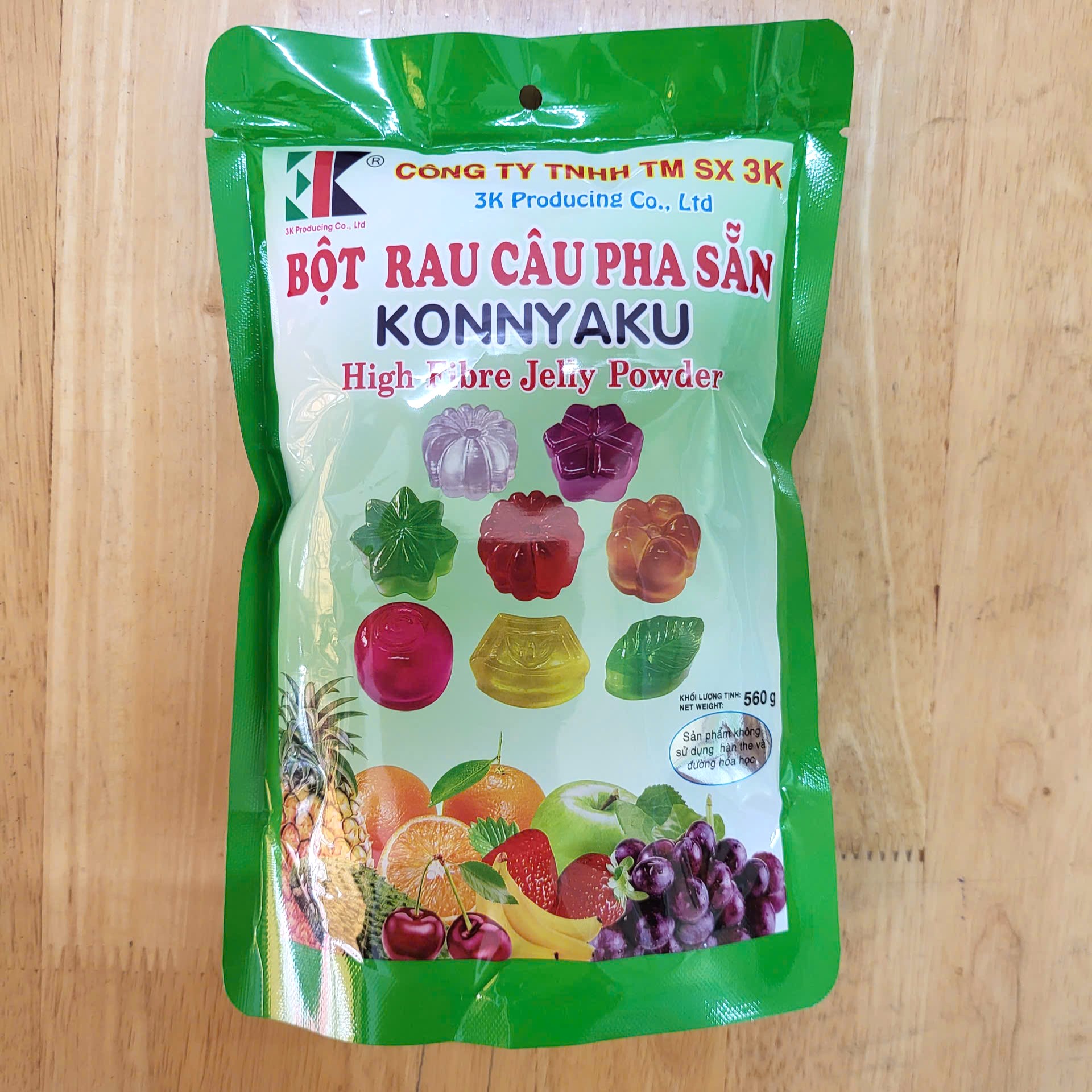  RC3K  Túi XANH LÁ 560g  BỘT RAU CÂU PHA SẴN KONNYAKU HƯƠNG DỨA High Fibre Jelly Powder 