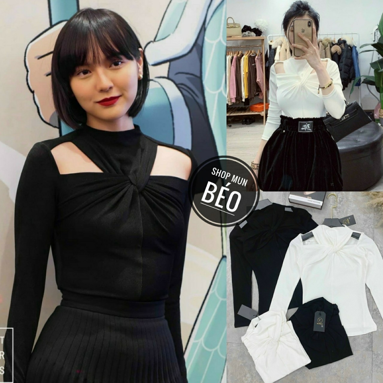 [MẪU MỚI] Áo Thun Tay Dài Xoắn Ngực Thun Borip Thích Hợp Mặc Đi Tiệc Đi Làm Đi Chơi