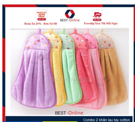 Combo 2 khăn lau tay cotton siêu thấm