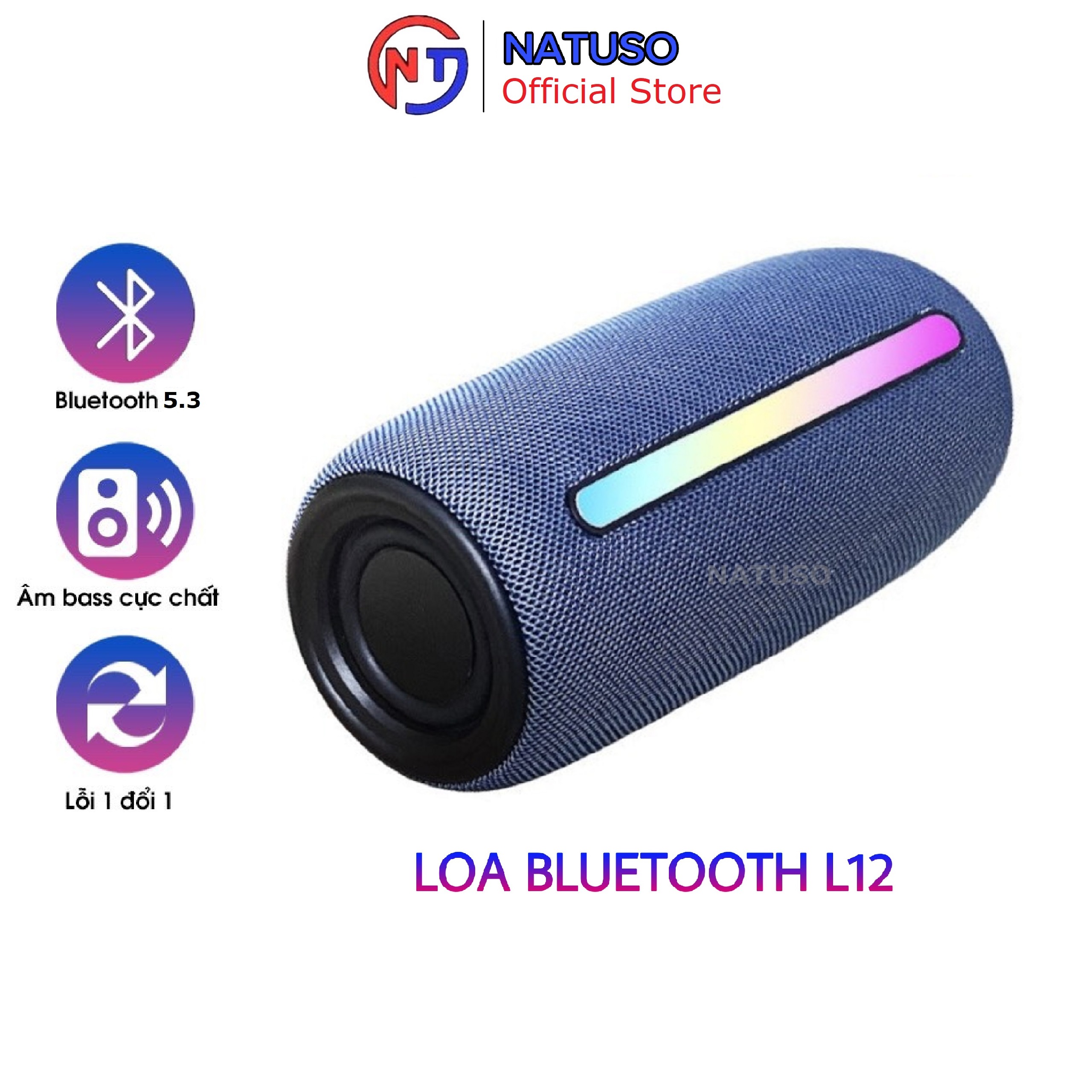 Loa Bluetooth không dây Natuso L12 nghe nhạc siêu bass âm thanh HIFI hỗ trợ USB thẻ nhớ TF cổng 3.5mm