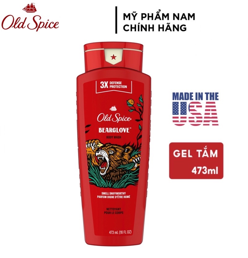 Sữa tắm nam Gel Old Spice BeargLove 473ml Wild Collection - Mỹ