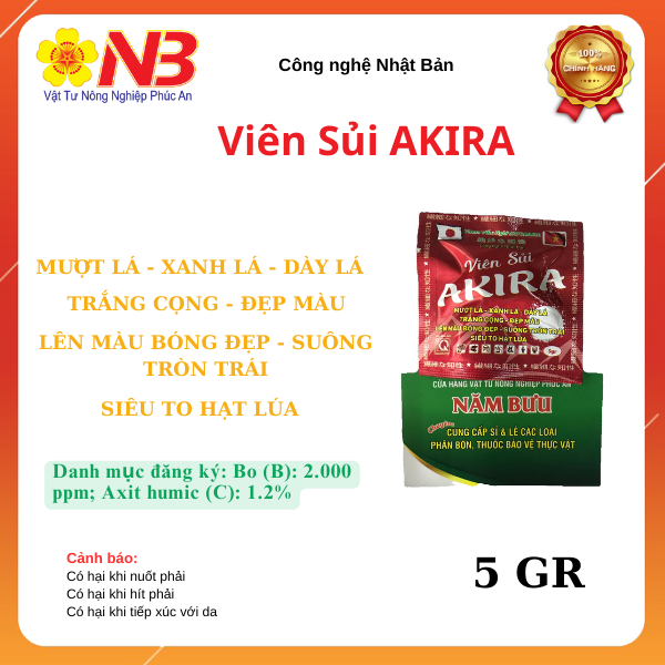 Combo 10 gói dưỡng mượt lá, xanh lá, tăng sắc tố, đẹp màu -viên sủi akira 5g - vtnn năm bưu
