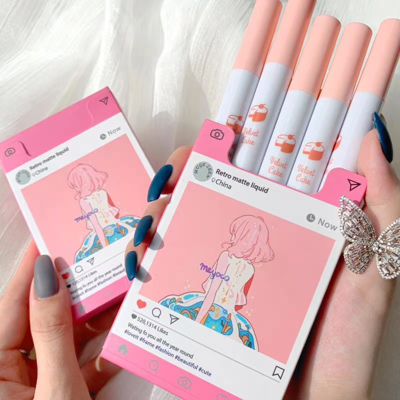 Set son 5 cây muge leen cô gái meyoco retro matte liquid
