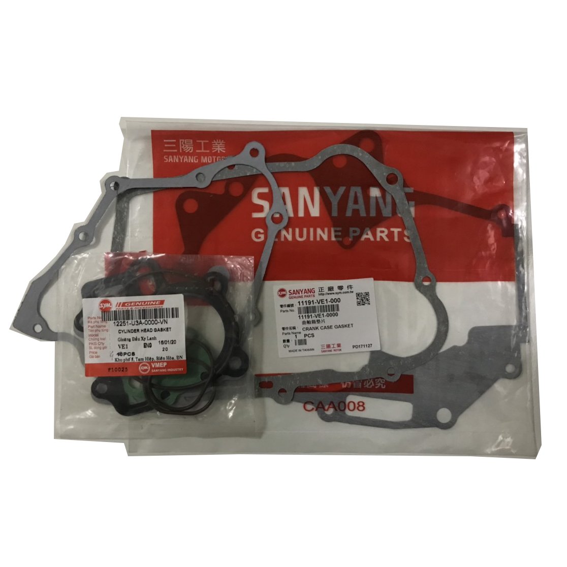 Bộ gioăng máy xe Star Sr 125 , Star X chính hãng SYM [HUNGCLE](VE1, VE5) (gồm Giữa máy,  Điện, Côn, Đầu Xi Lanh, Đáy xi Lanh, Tăng Cam, Nắp cam, Nắp súp páp, Cánh bướm)