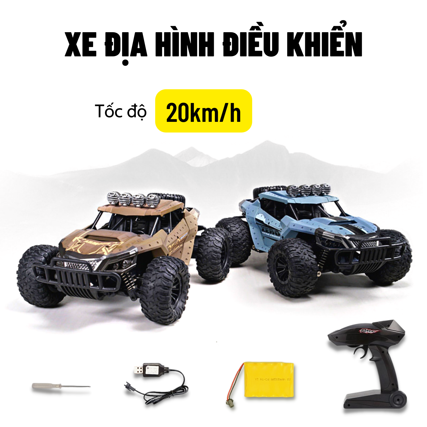 Xe địa hình điều khiển tốc độ cao Heliway 1081 tốc độ chạy cực nhanh 20k/h, Xe điều khiển 4 kênh sóng 2.4Ghz, Đồ chơi đồ khiển cao cấp