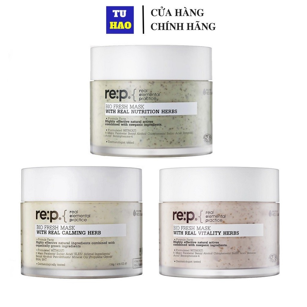 Mặt nạ đất sét hữu cơ re:p bio fresh mask with rep real herbs cấp ẩm và phục hồi da 130g - từ hảo