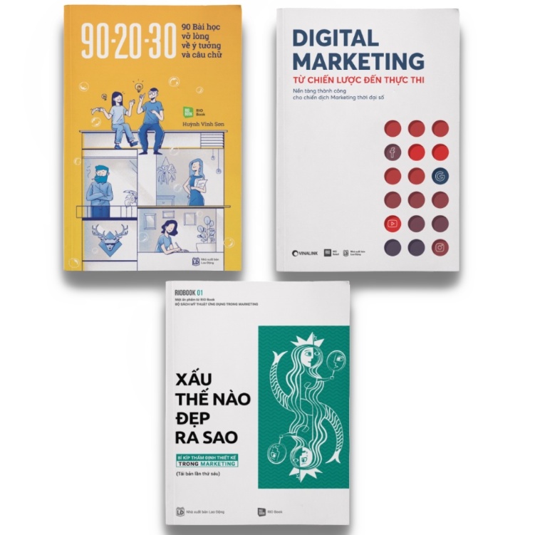 Sách Combo Bộ sách Marketing độc đáo của RIO Book (90-20-30 + RIO Book No.1 + Digital Marketing) - Riobooks - BẢN QUYỀN