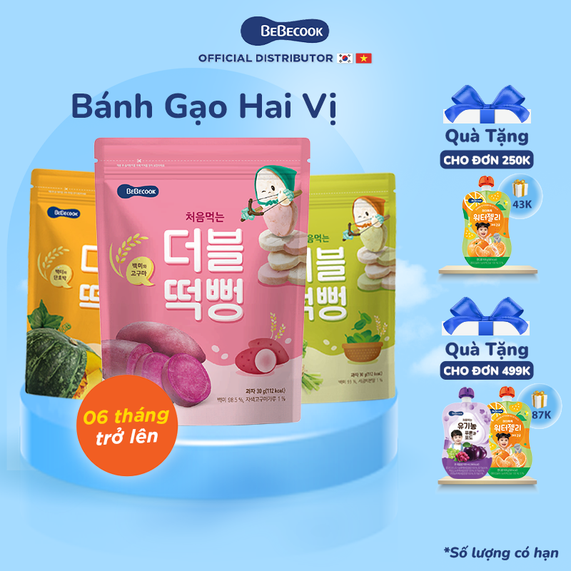 Bánh ăn dặm cho bé hai vị gạo và rau củ BeBecook giúp trẻ ăn ngon miệng