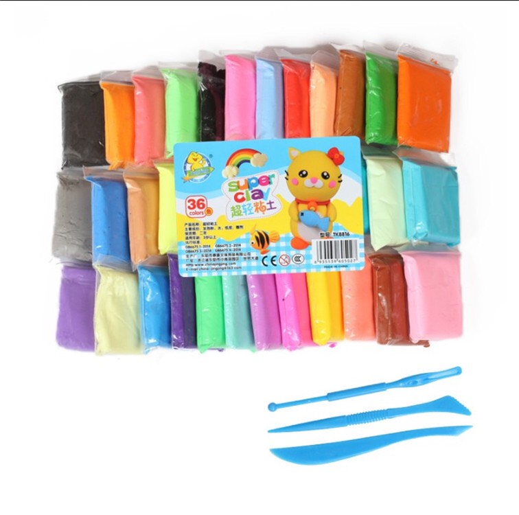 Đất sét Soft Clay tự khô siêu nhẹ tạo hình thủ công màu sắc Neon - gói 12/24/36 màu - Smart Baby