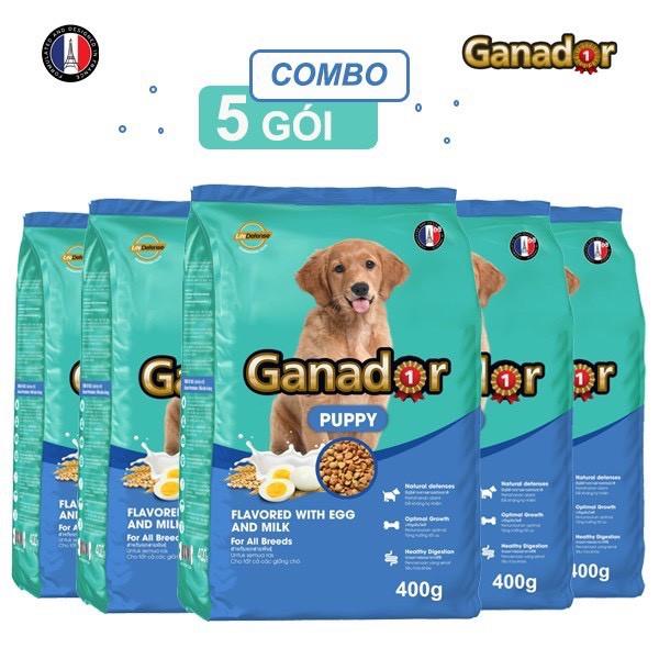 [Mã 1911FMCGSALE giảm 8  đơn 500K] COMBO MUA 4 1 THỨC ĂN CHO CHÓ CON GANADOR PUPPY VỊ SỮA VÀ TRỨNG 400GRAM/ GÓI