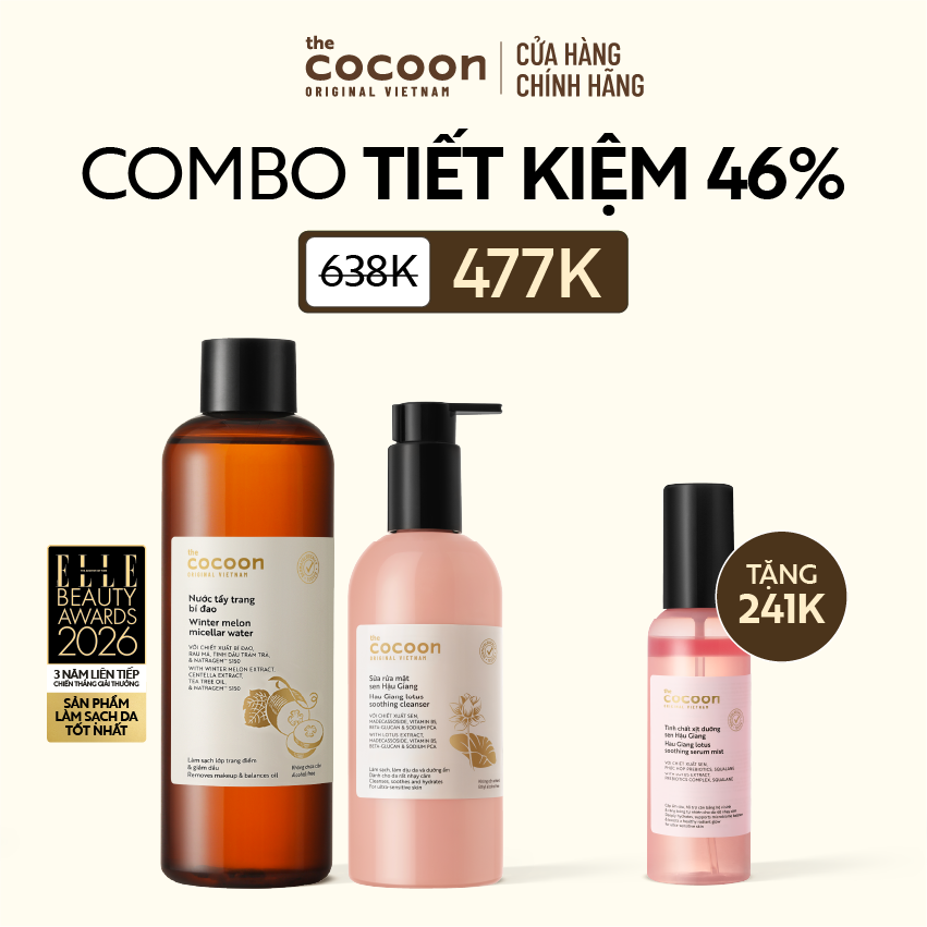 COMBO 1 - Bigsize Nước tẩy trang bí đao 500ml + Bigsize Sữa rửa mặt sen 310ml