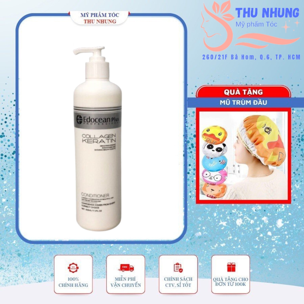 Dầu xả edocean collagen keratin siêu mượt phục hồi ngăn gãy rụng tóc 500ml