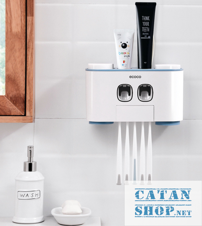 [HCM]Kệ Nhà Tắm thông minh Ecoco Có 2 hộp Nhả Kem Đánh Răng tự động Cao Cấp (tặng kèm 4 ly) hộp đựng bàn chải kem đánh răng đồ dùng nhà tắm siêu tiện lợi GD336-HBC2Ben