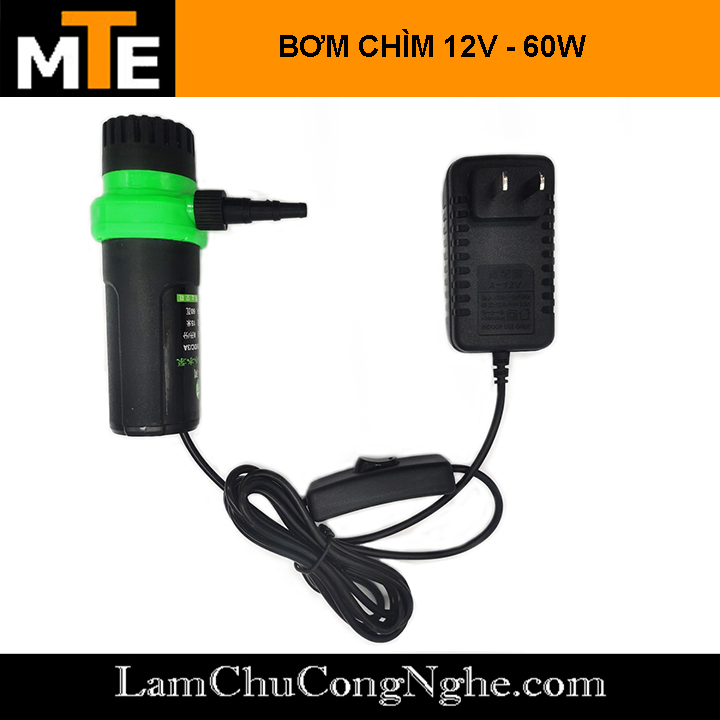 Bơm chìm mini 12vdc 8l/phút bơm nước cao 12m có sẵn nguồn 12v-2a và công tắc