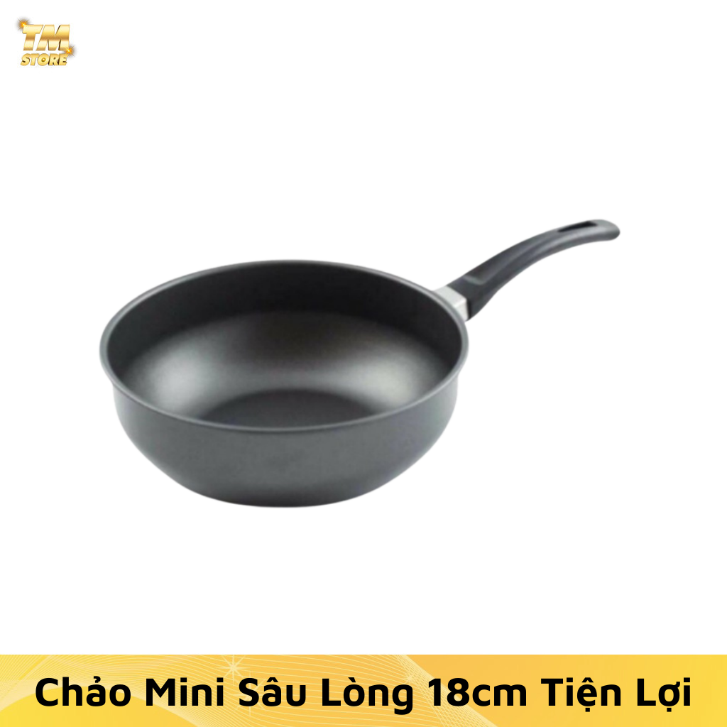 Chảo Chống Dính Sâu Lòng 18cm Dùng Mọi Loại Bếp Siêu Bền - Chảo Chống Dính Mini Tiện Lợi Cho Mọi Gia Đình