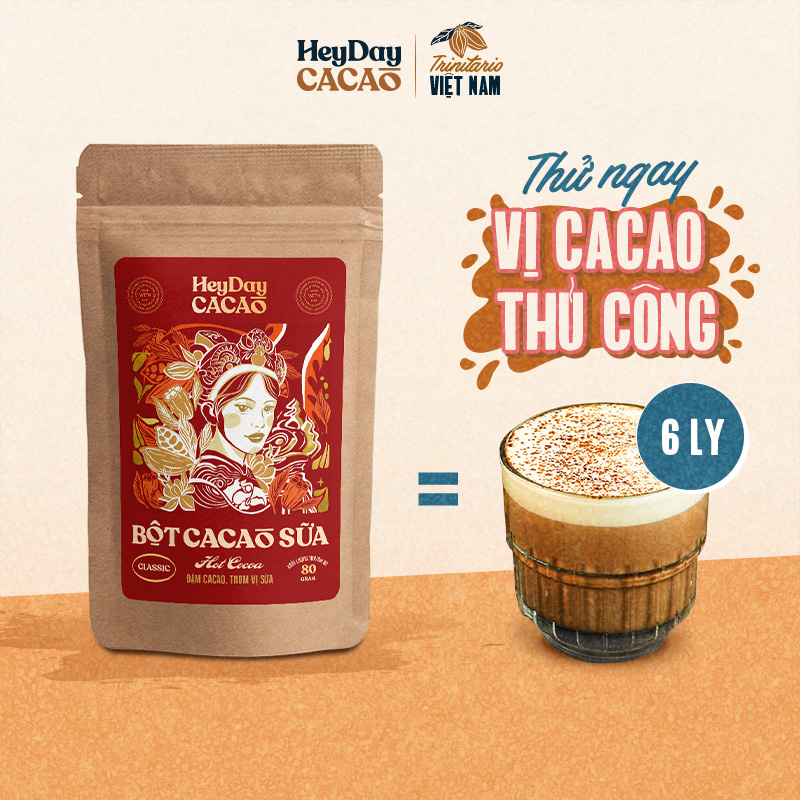 Bột cacao sữa classic - đậm cacao, thơm vị sữa – túi 80g - bsp "thật" - heyday cacao