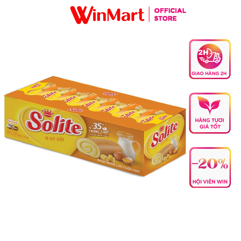 Siêu thị WinMart - Bánh bông lan Solite cuộn vị bơ sữa gói 360g