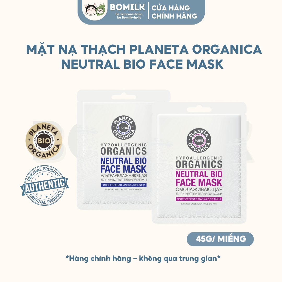 Mặt nạ thạch Planeta Organica Neutral Bio Face Mask - dưỡng ẩm, phục hồi & trẻ hoá da.