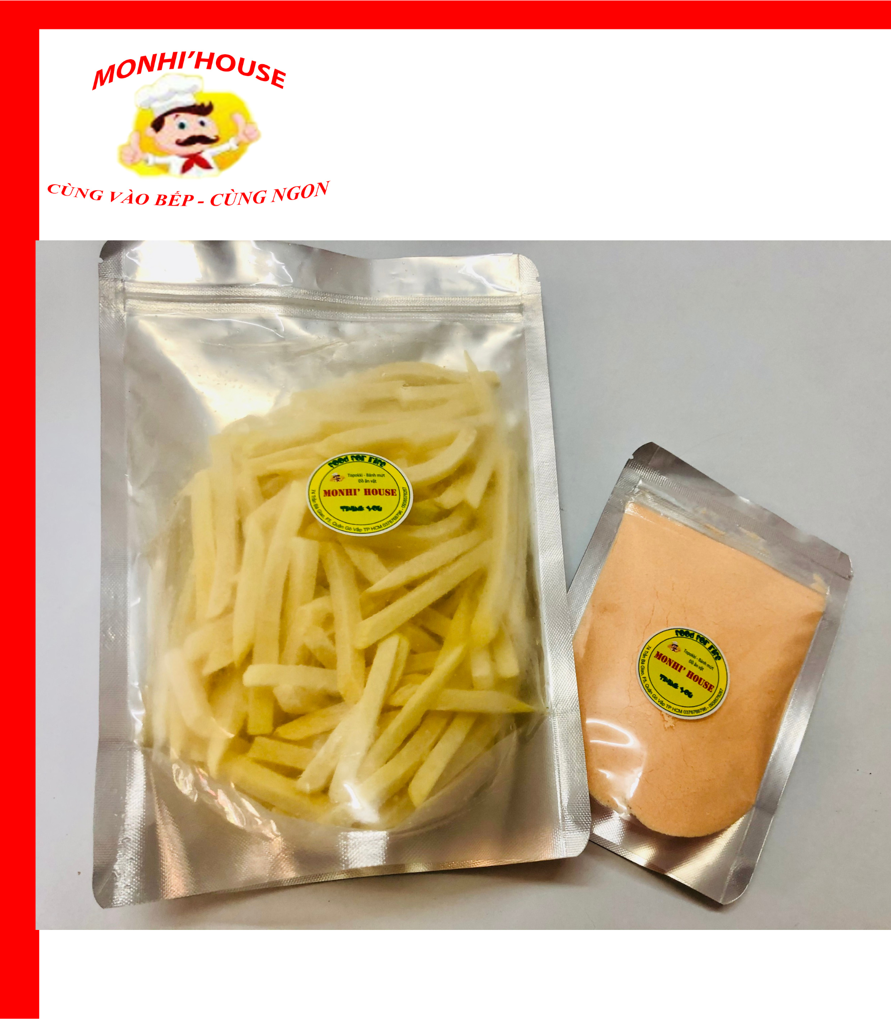 Combo 1kg khoai tây chiên và 100g bột phô mai lắc