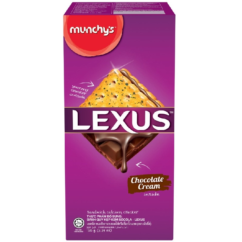 Bánh Quy Munchy's Lexus Kẹp Kem Sôcôla Chocolate Cream (Hộp 150g)