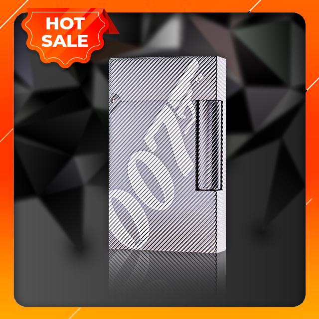 Hộp Quẹt Bật Lửa Dupont Gas Đá D189B Kẻ Chéo Khắc Chữ 007 Màu Bạc - Dùng Gas Đá Cao Cấp(KHÔNG XĂNG,